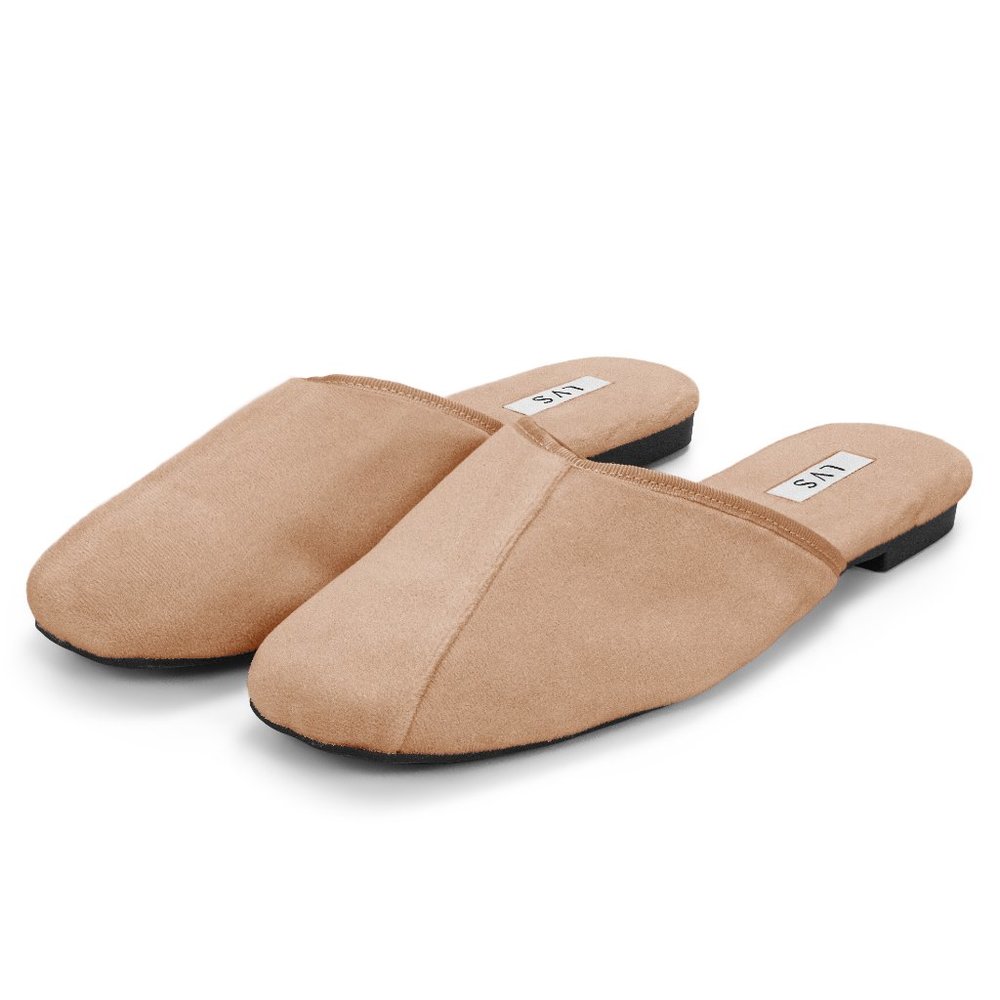 LVS Camel Velvet Slippers for Women